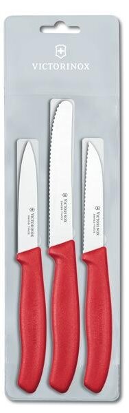 NOŽE NA ZELENINU VICTORINOX 3KS, ČERVENÁ