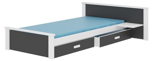 Jednolůžková postel s policí 80x180 FASNA - bílé / antracit