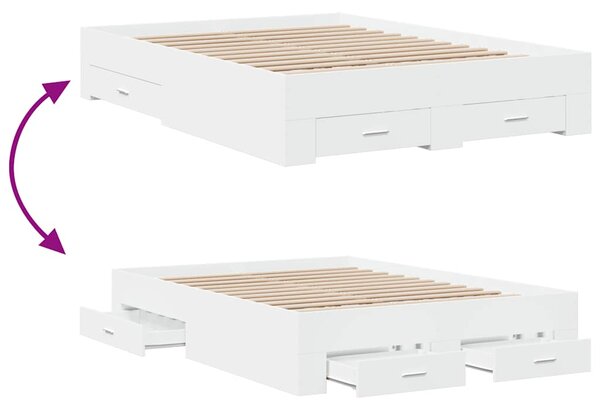 Rám postele se zásuvkami bílý 120 x 190 cm kompozitní dřevo 3280412