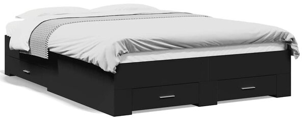 Rám postele se zásuvkami černý 135 x 190 cm kompozitní dřevo 3280406