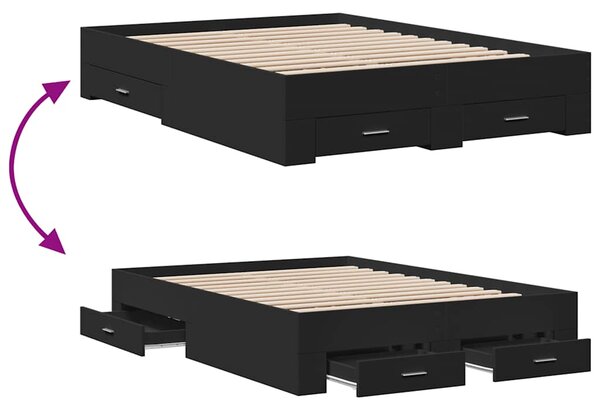 Rám postele se zásuvkami černý 135 x 190 cm kompozitní dřevo 3280406