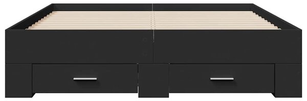 Rám postele se zásuvkami černý 135 x 190 cm kompozitní dřevo 3280406