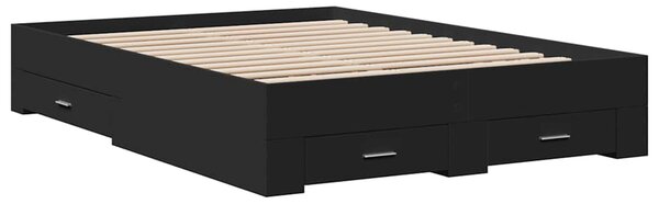 Rám postele se zásuvkami černý 135 x 190 cm kompozitní dřevo 3280406