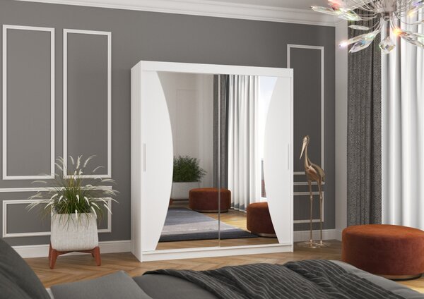 Šatní skříň se zrcadlem 180 cm ZADLIA - bílá