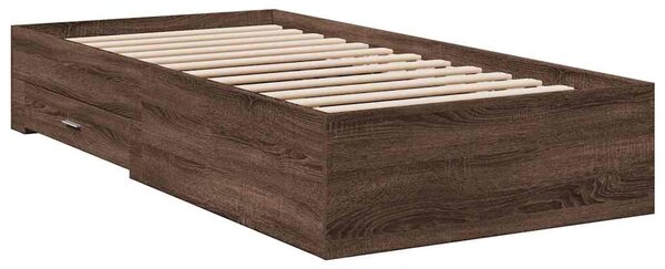 Rám postele se zásuvkami hnědý dub 75 x 190 cm kompozitní dřevo 3280446