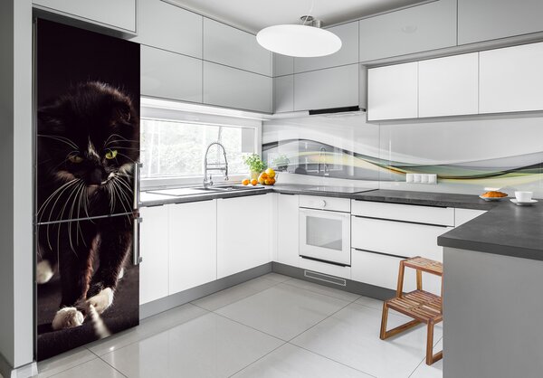 Foto nálepka na ledničku stěnu Černá kočka FridgeStick-70x190-f-119089470