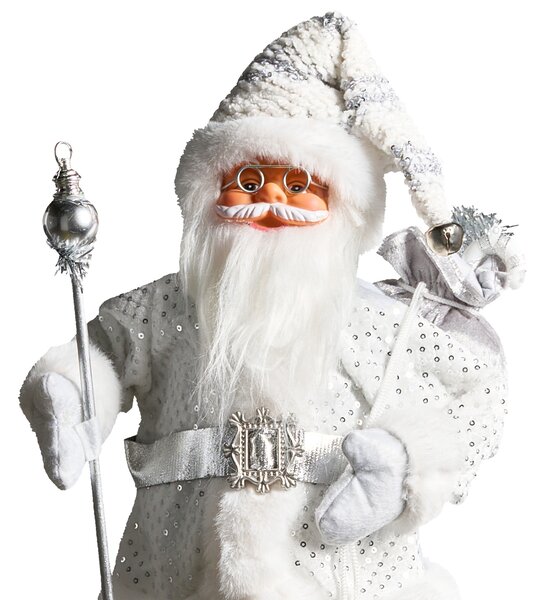 Vánoční dekorace NELAUG Santa Claus 48 cm Stříbrná