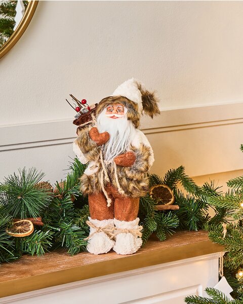 Vánoční dekorace SVARTEVATNET Santa Claus 37 cm Hnědá/Bílá