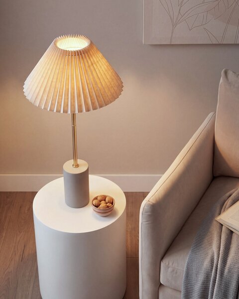 Stolní lampa BALUARTE Umělý len Béžová