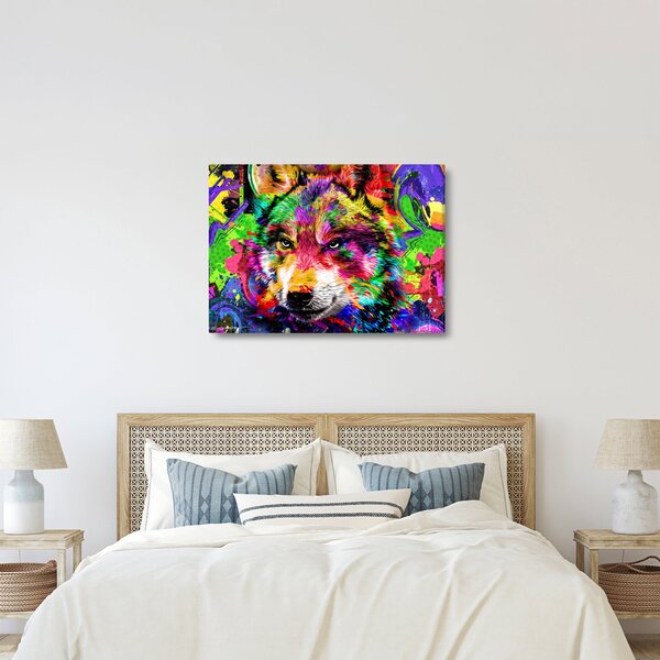Obraz - Vlk s graffiti (70x50 cm)