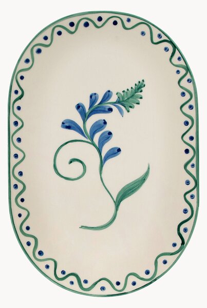 Ručně malovaný servírovací talíř Indigo Flora