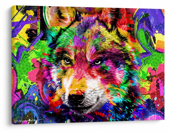 Obraz - Vlk s graffiti (70x50 cm)