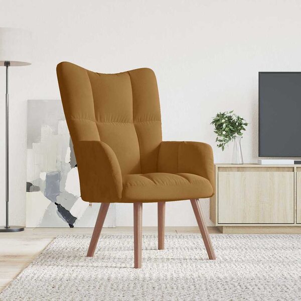 Relaxační křeslo hnědé samet 328059