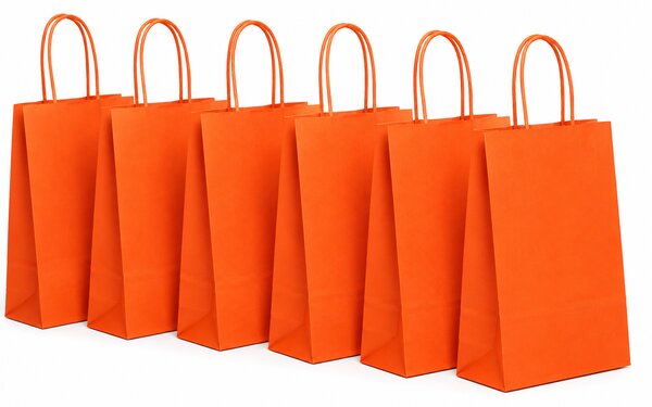 Dárkové tašky oranžové jednobarevné 14 × 8,5 × 21,5 cm 6ks 8651702