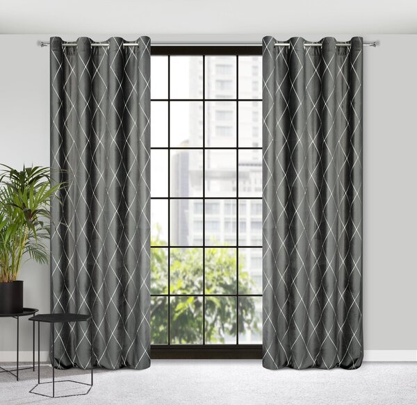 ZATEMŇOVACÍ ZÁVĚS NA KROUŽCÍCH PIERRE CARDIN MARGO 140X250 CM SVĚTLEŠEDÁ