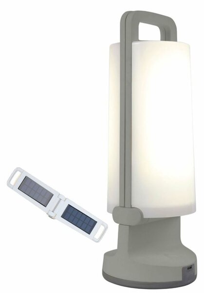 LUTEC Venkovní LED stolní nabíjecí solární lampa DARGONFLY, 1,2W, denní bílá, IP54, stříbrná 6904101337