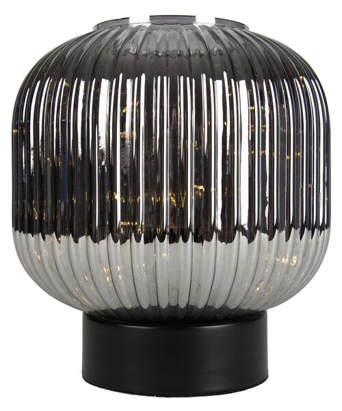 Stolní lampa Art Deco černá s kouřovým sklem vč. světelného kabelu E27 - Karel