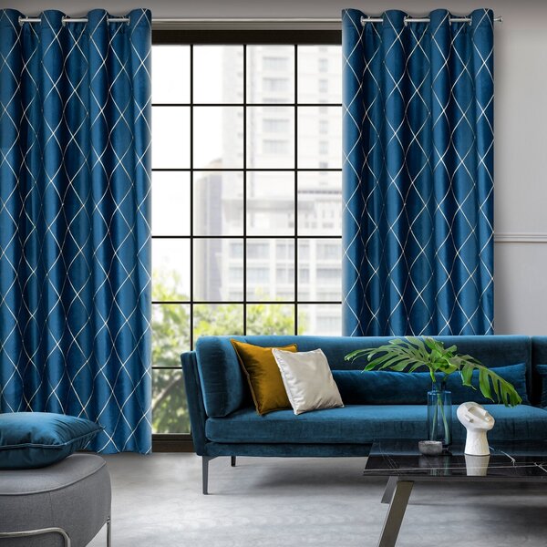 ZATEMŇOVACÍ ZÁVĚS NA KROUŽCÍCH PIERRE CARDIN MARGO 140X250 CM TMAVĚMODRÁ