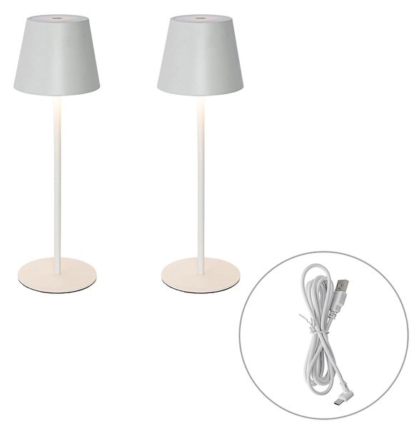 Sada 2 stolních lamp bílých se stmívačem a dobíjením - Murdock