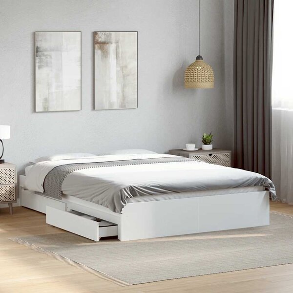 Rám postele se zásuvkami bílý 140 x 190 cm kompozitní dřevo 3280685