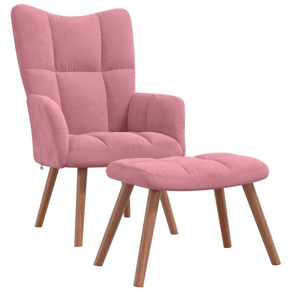 Relaxační křeslo se stoličkou růžové samet 328066