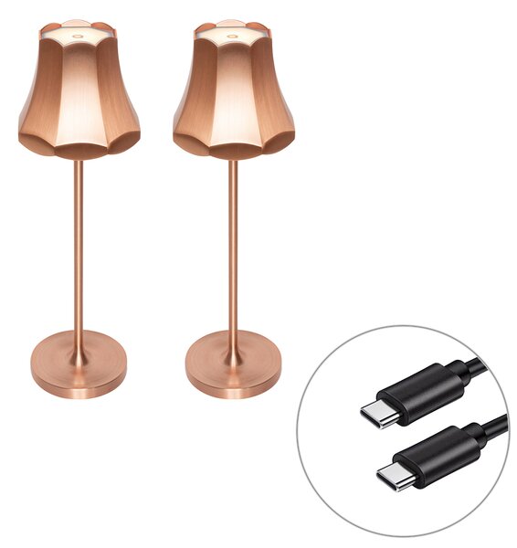 Sada 2 retro stolních lamp měděných dobíjecích IP44 - Granny