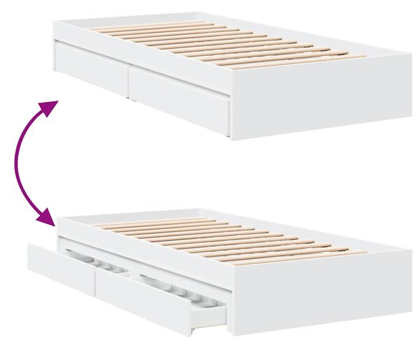 Rám postele se zásuvkami bílý 90 x 200 cm kompozitní dřevo 3280678