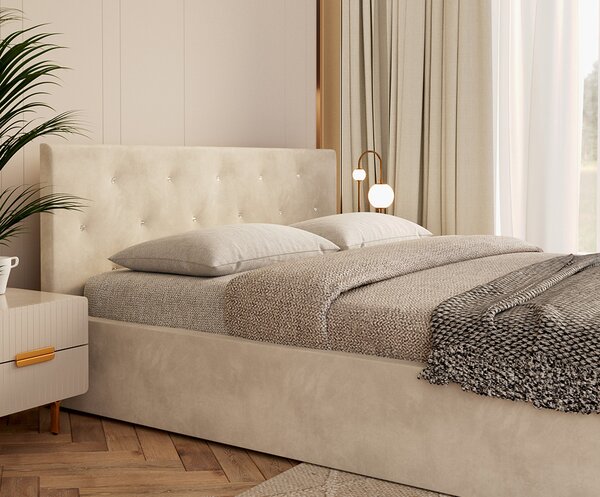 Čalouněná postel MIRAGE 90x200 Krémová Trinity s úložným prostorem kovový rošt