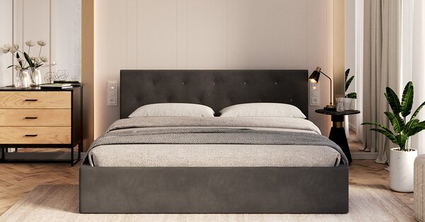 Čalouněná postel MIRAGE 120x200 Grafit Trinity s úložným prostorem kovový rošt