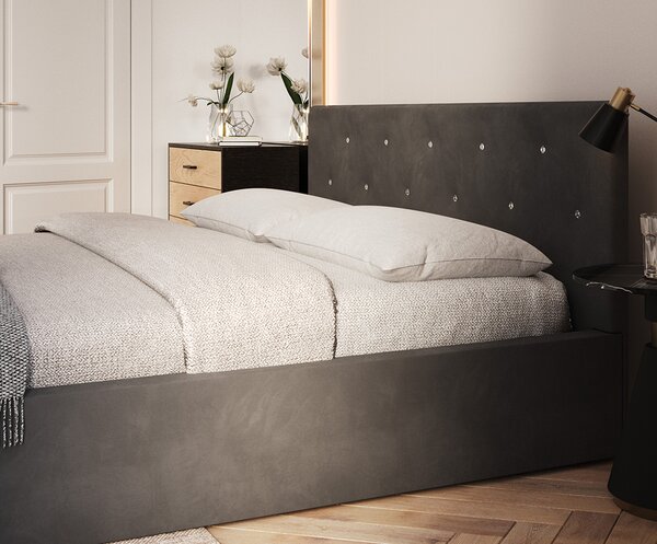 Čalouněná postel MIRAGE 120x200 Grafit Trinity s úložným prostorem kovový rošt