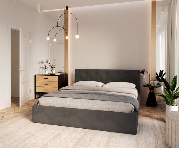 Čalouněná postel MIRAGE 120x200 Grafit Trinity s úložným prostorem kovový rošt