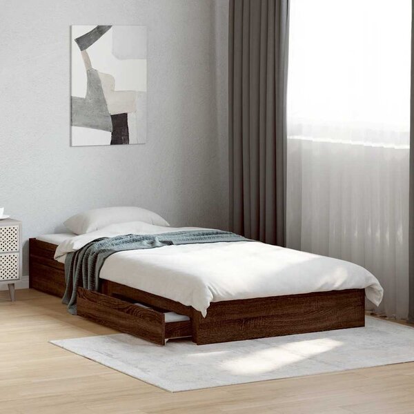 Rám postele se zásuvkami hnědý dub 75 x 190 cm kompozitní dřevo 3280719
