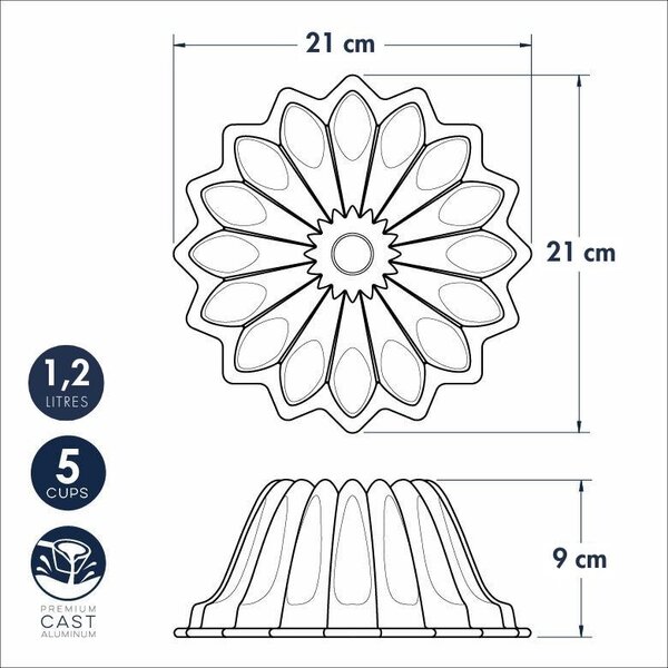 Nordic Ware forma na bábovku Lotus, 5 cup, zlatá