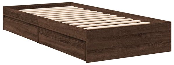 Rám postele se zásuvkami hnědý dub 75 x 190 cm kompozitní dřevo 3280719