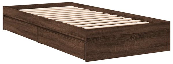 Rám postele se zásuvkami hnědý dub 75 x 190 cm kompozitní dřevo 3280719