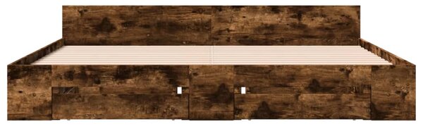 Rám postele se zásuvkami kouřový dub 200 x 200 cm kompozit 3280724