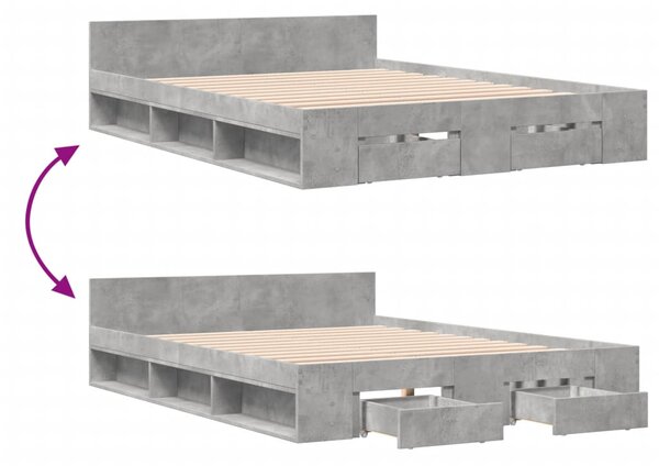 Rám postele se zásuvkami betonově šedý 120 x 200 cm kompozit 3280758