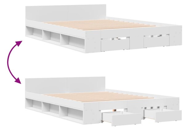Rám postele se zásuvkami bílý 120 x 200 cm kompozitní dřevo 3280755