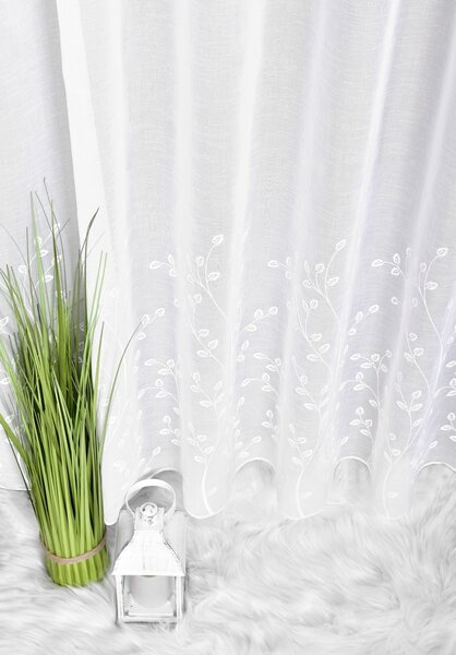 Záclona rivoli, Bílé větvičky s olůvkem metráž, bílá 130 cm
