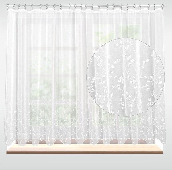 Záclona rivoli, Bílé větvičky s olůvkem metráž, bílá 130 cm