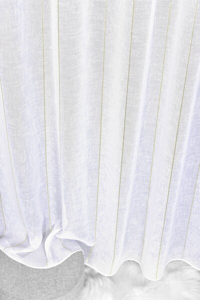 Záclona markizeta, Pruhy lurex zlatý, bílá 150 cm