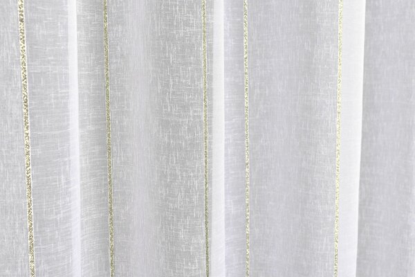 Záclona markizeta, Pruhy lurex zlatý, bílá 150 cm