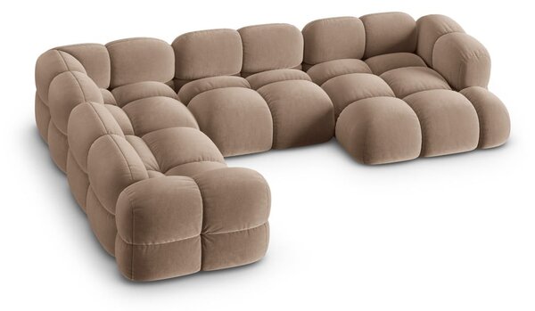Hnědá sametová rohová pohovka (levý roh/do "U") Loretto – Cosmopolitan Design