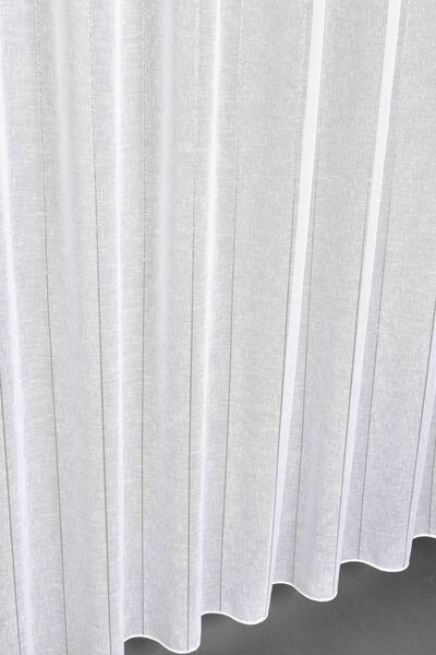 Záclona markizeta, Pruhy lurex stříbrný, bílá 150 cm