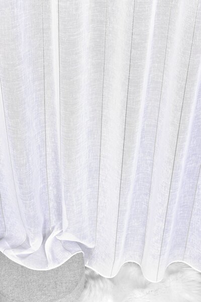Záclona markizeta, Pruhy lurex stříbrný, bílá 150 cm