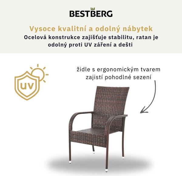 Sada dvou ratanových křesel BestBerg Hayti BBRF-1778BR / 2 ks / hnědá