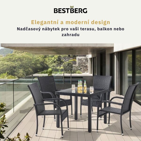 5dílný zahradní jídelní ratanový set BestBerg Capri BBRF-17785BL / černá