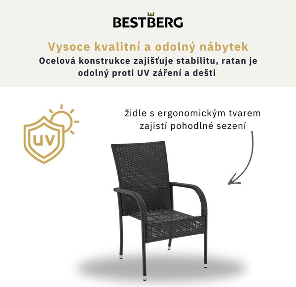 Sada dvou ratanových křesel BestBerg Hayti BBRF-1778BL / 2 ks / černá