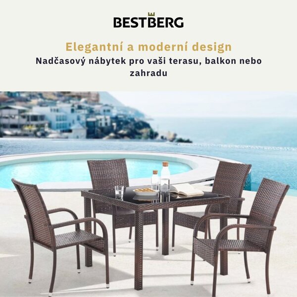 5dílný zahradní jídelní ratanový set BestBerg Capri BBRF-17785BR / hnědá