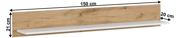 Polička 150 cm Vilgi 150 (bílá + dub wotan)